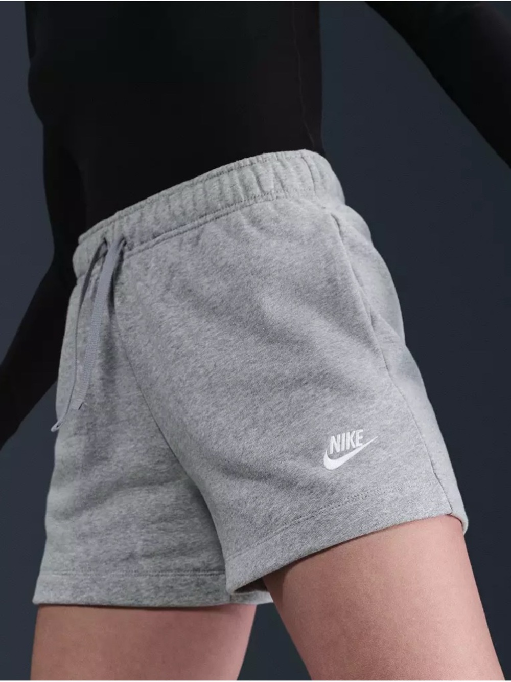 Nike Women's Sportswear Club Fleece Mid-Rise Shorts in Grey Heather (XS)